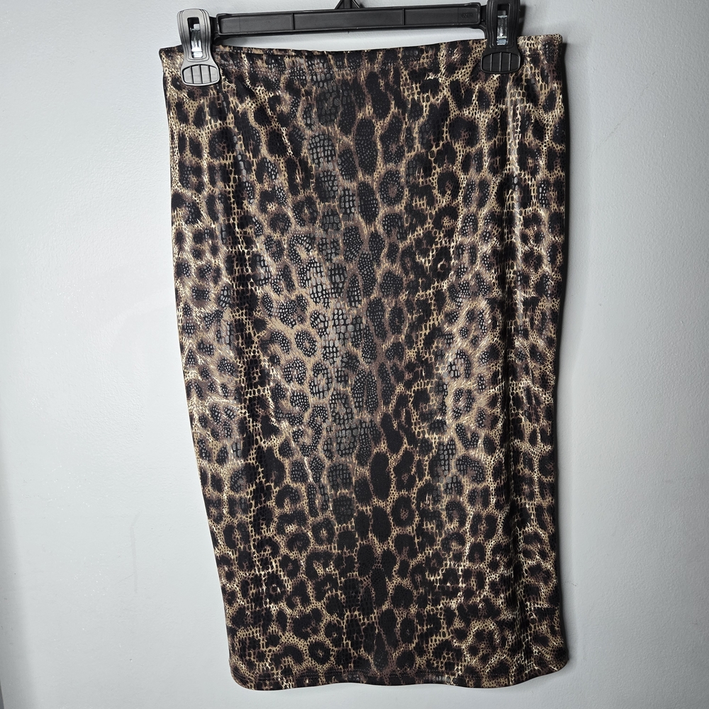 Rampage Leopard Print Midi Skirt XS Stretch Bodycon Y2K Animal Print Pencil